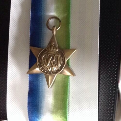Atlantic star full size replica medal Ww11 comes With 300mm Of Ribbon