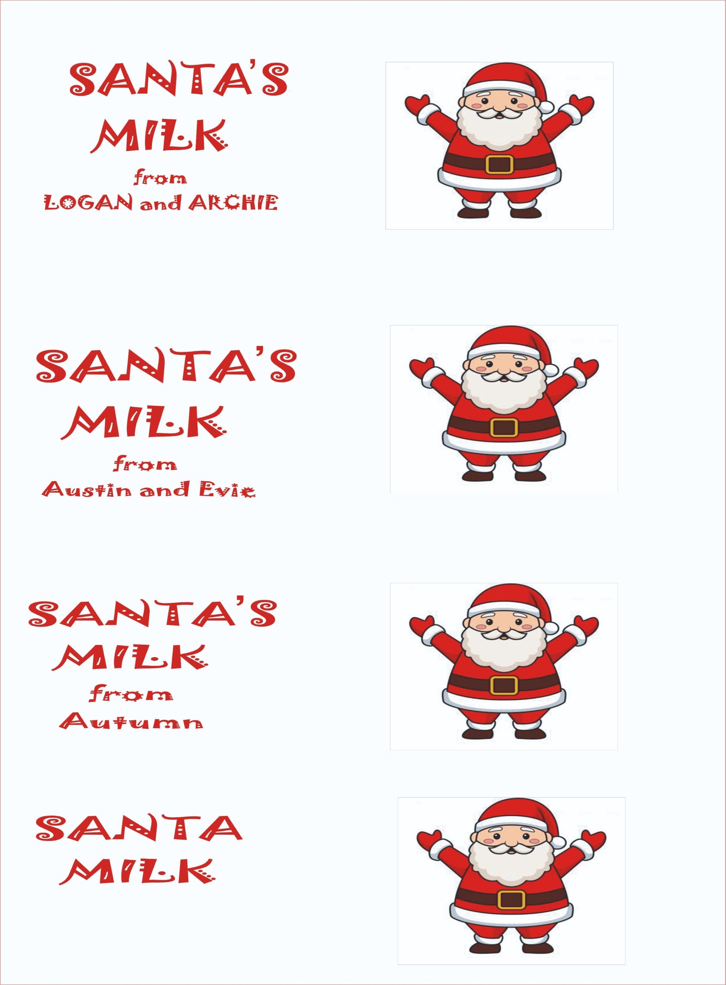 Santas mugs for milk before bed personalize with you child name